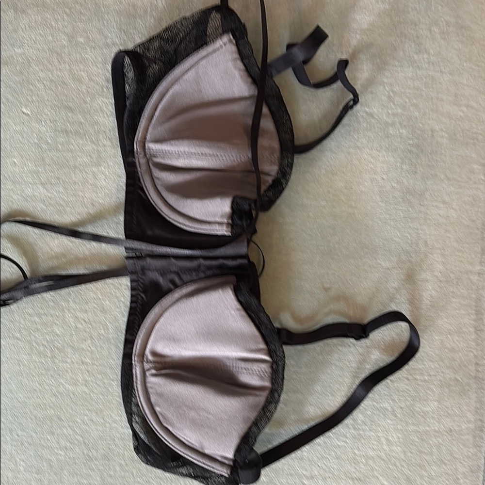 Elegant Black and Gray Lace Bra